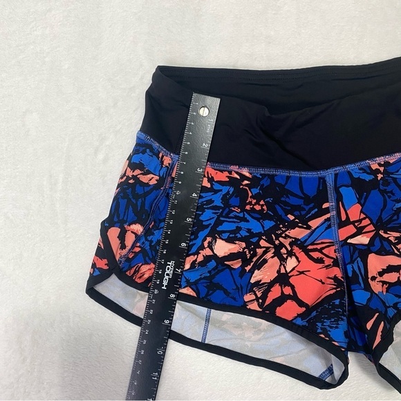Lululemon Speed Short (H2O) Paint Storm Harbor Blue / Coral / Black Sz 4 - Picture 11 of 13
